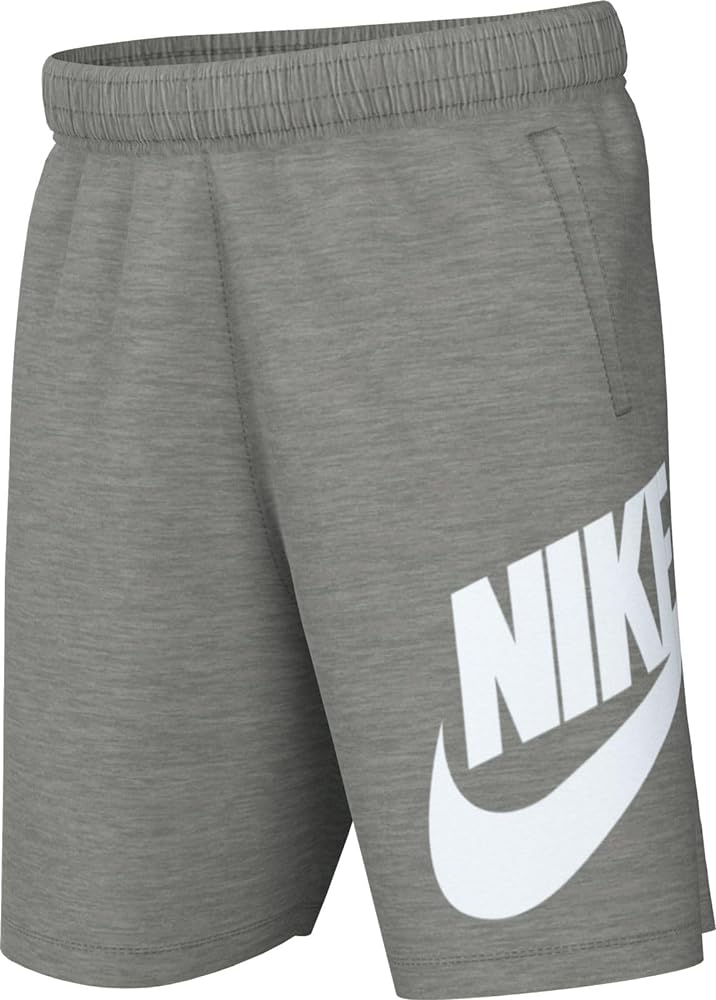 Nike Sportswear Club Fleece Big Kids' French Terry Shorts (Dark Grey Heather/Base Grey/White, FD2997-063) Size Medium