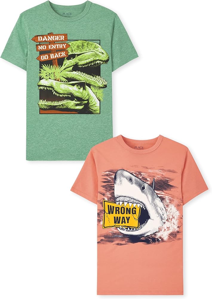 The Children's Place Boys' Short Sleeve Graphic T-Shirt 2-Pack