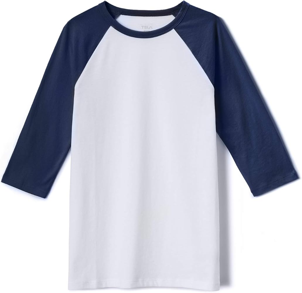 TSLA Kid's 3/4 Sleeve Baseball Jersey Shirts, Casual Dynamic Cotton T-Shirts, Quarter Sleeve Raglan Tops