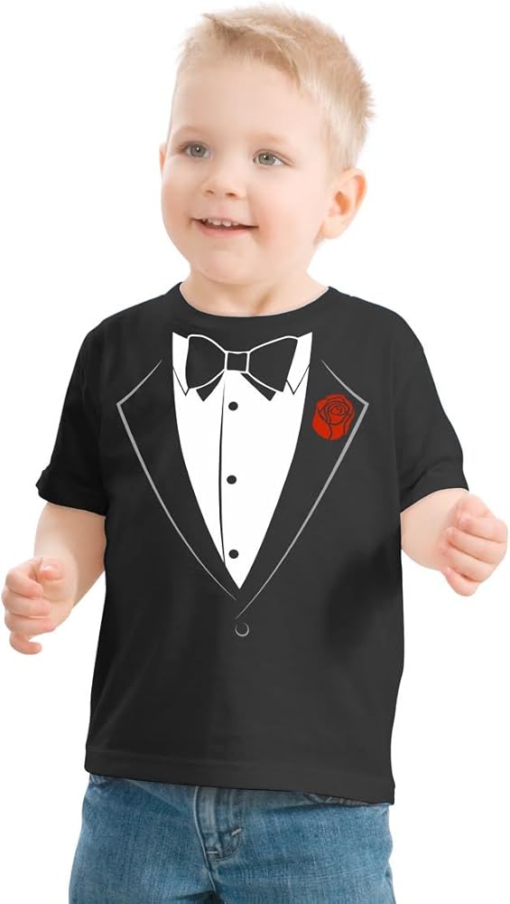 Ann Arbor T-shirt Co. Big Boys' Tuxedo Tee | Kid's Wedding Youth & Toddler Shirt