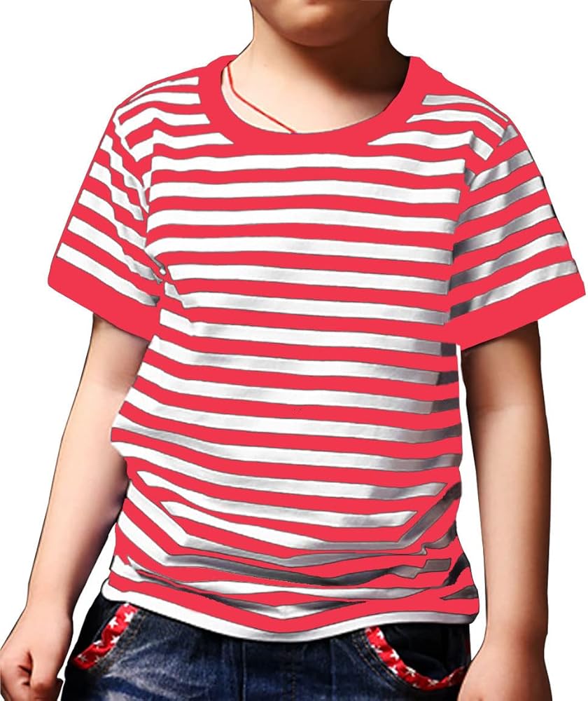 Ezsskj Kid's Boys Pugsley Addams Shirt Black White Striped Mime T Shirt Halloween Costumes Bank Robber Novelty T-Shirts