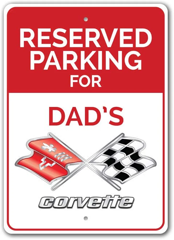 Reserved Parking Chevy Corvette Sign, Novelty Car Sign, Metal Garage Sign - 16" x 24"