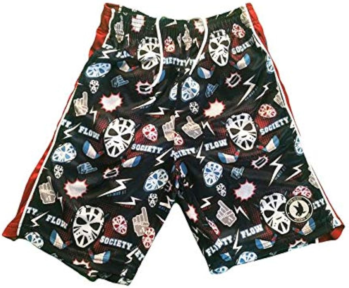 Flow Society Boys' Black Hat Trick Hockey Shorts - Boys Shorts - Gym Shorts