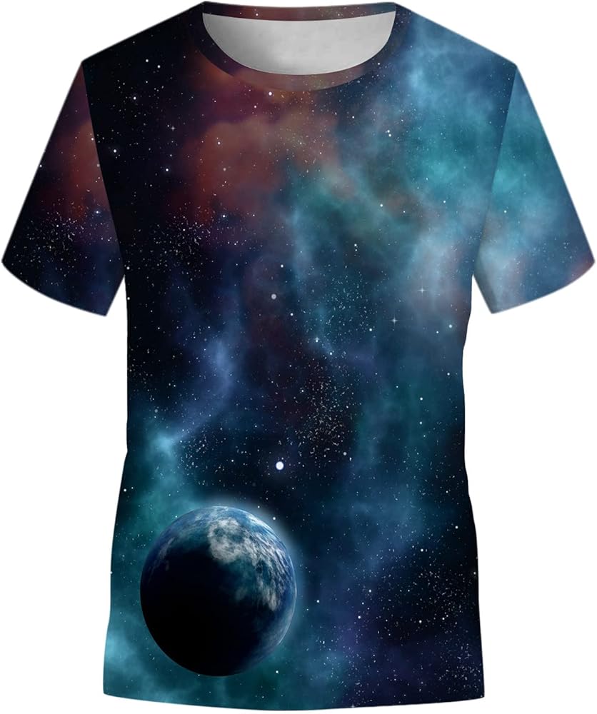 Teen Galaxy Print Tops T-Shirt Kids Girls Clothes Boys Children Casual Boys Tops Large Shirt