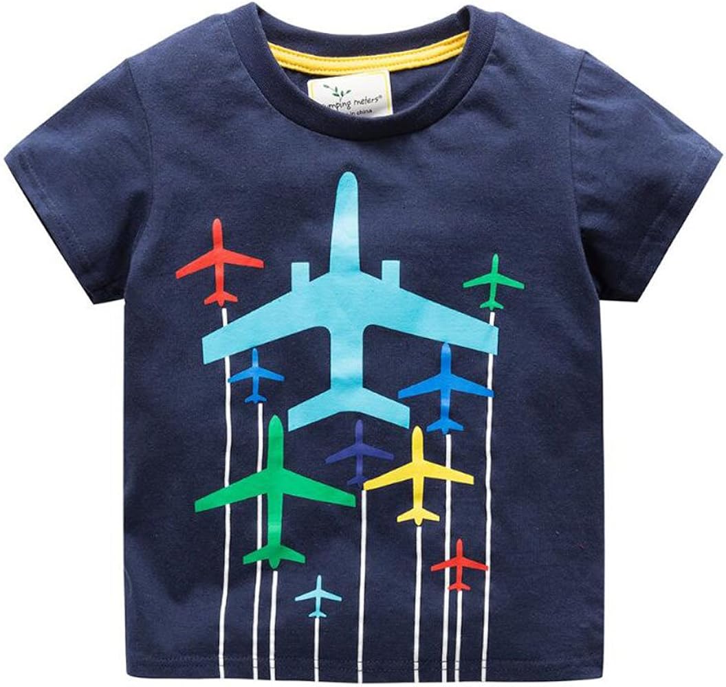 ZETIY Long Sleeve T Shirt, Toddler Little Boys Chromatic Airplane Tees Shirts Tops (6T, Blue)