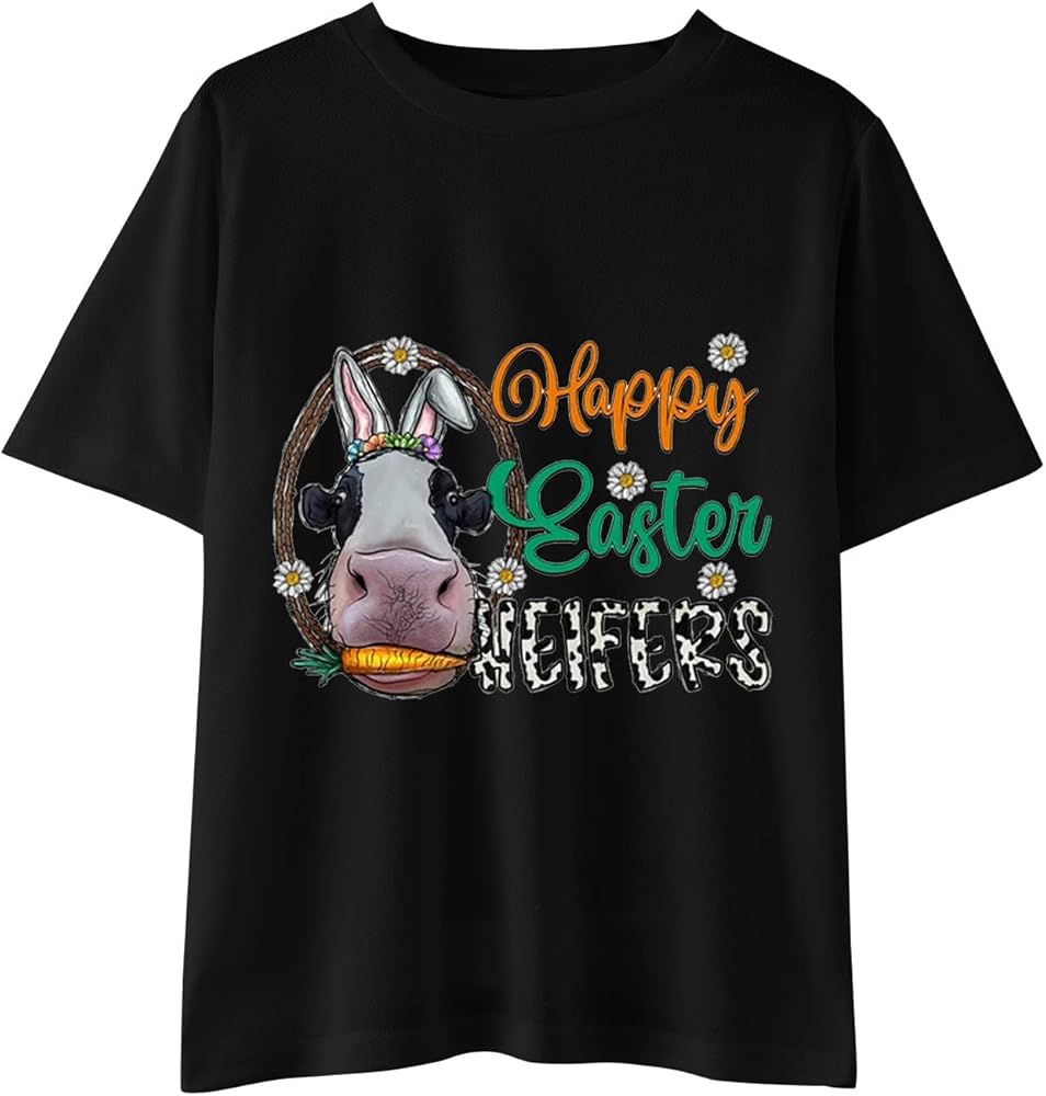 Easter Day Letters Prints Shirts Toddler Girl Boys Short Sleeve Bunny T Shirt Kids Girls Tee Tops Athletic Shirt