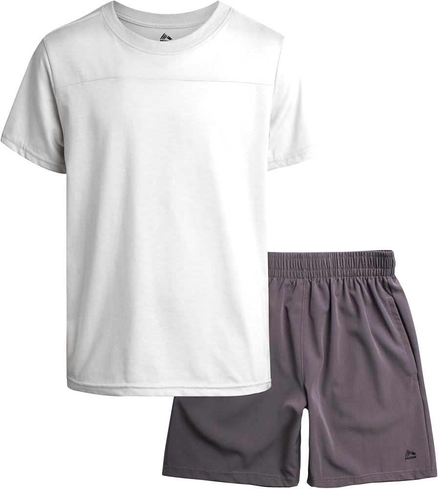 RBX Boys' Active Shorts Set - 2 Piece Short Sleeve T-Shirt and Tech Hybrid Shorts - Summer Clothing Set for Boys (4-12)