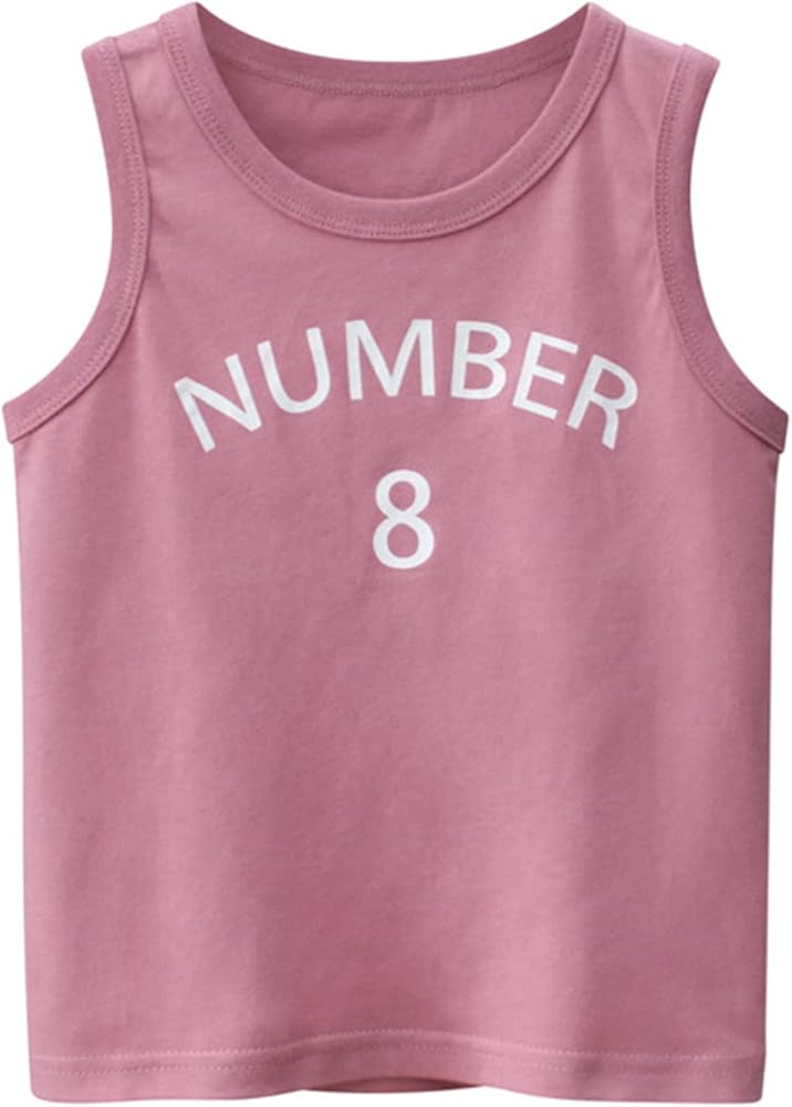 Boys' Graphic Tees Boys Girls Letter Number 8 Sleeveless Crewneck Vest T Shirts Tops Tee Clothes for Children