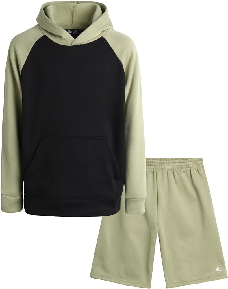 RBX Boys' Sweatsuit Set - 2 Piece Performance Fleece Hoodie Sweatshirt and Sweat Shorts (4-12)