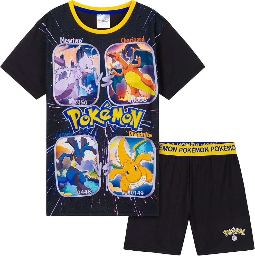 Pokemon Boys Pyjamas for Kids and Teenagers T-Shirt and Shorts Summer PJs Gifts for Boys