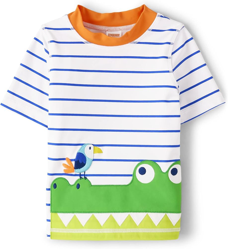 Gymboree Boys' and Toddler Embroidered Short Sleeve Rashguard