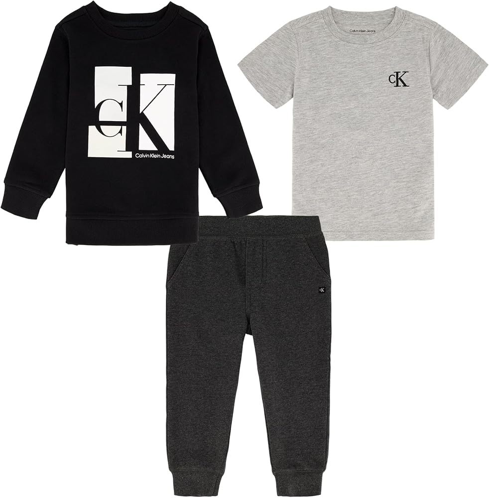 Calvin Klein boys 3 Piece Crew Jog Set