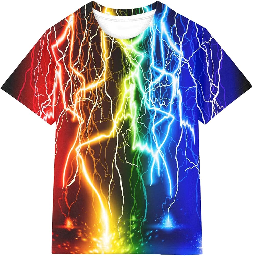 Asylvain Boys Girls Kids Shirts 3D Print Graphic Cool Design Colorful Tee Shirt for Teen and Kids 6-16 Years