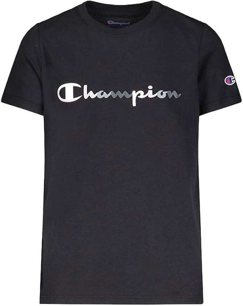 Champion Tricolor Script Boys Active Shirts & Tees Size S, Color: Black