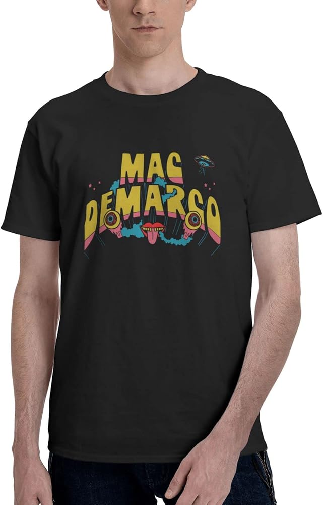 Mac Demarco Logo T Shirt Boys Fashion Crew Neck Tops Summer Exercise Short Sleeve T-Shirts Black