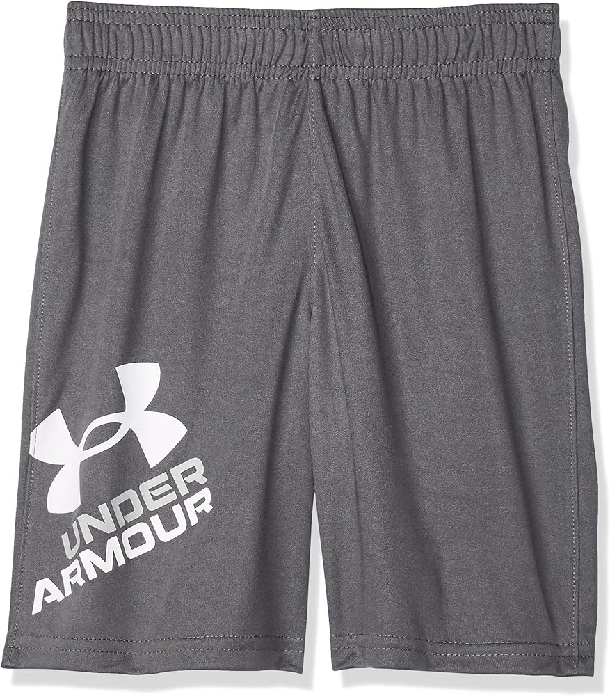 Under Armour Boy's Prototype Logo Shorts (Little Kids/Big Kids) Pitch Gray/White 6 Little Kid