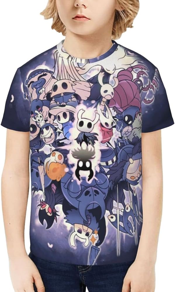 Hollow Gaming Knight Unisex Graphic T-Shirts Crewneck Summer Shirt Short Sleeve Tops Blouse for Boys Girls