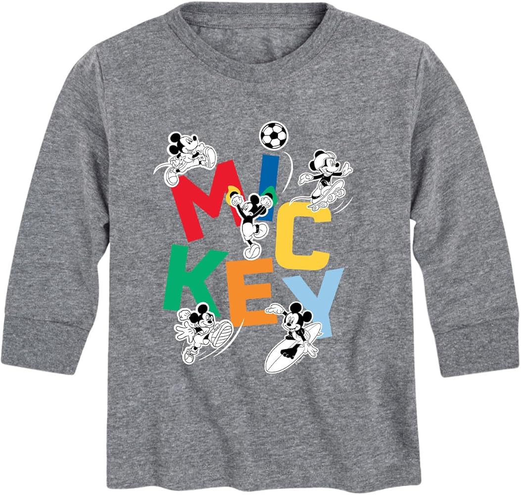 Disney Mickey & Friends - Mickey Playing Sports - Toddler and Youth Long Sleeve Graphic T-Shirt