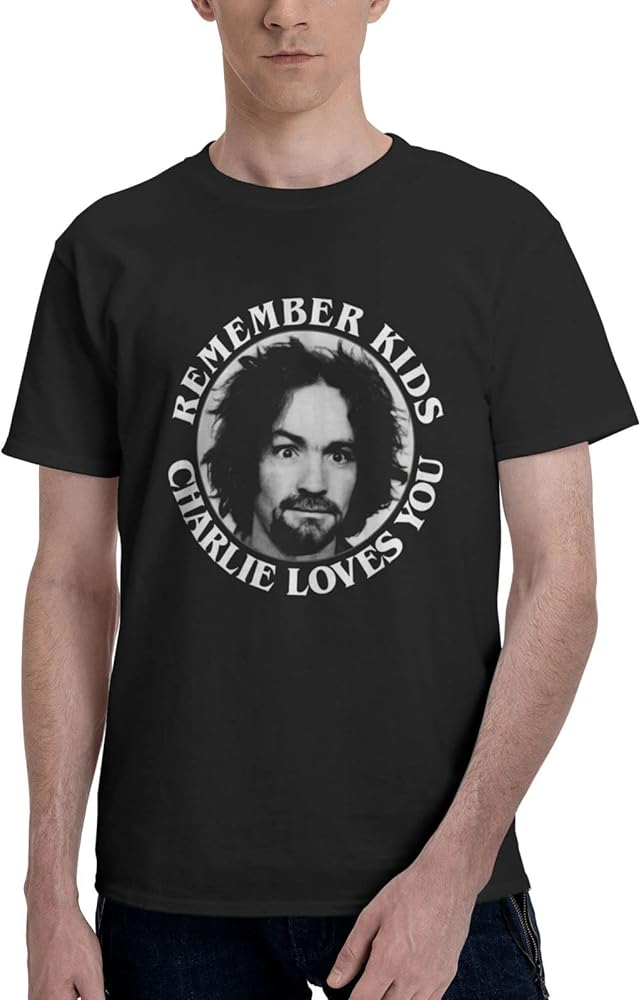 Charles Manson T Shirt Man's Summer Comfortable Fit Soft Short Sleeve Round Neck Basic Tee Tops