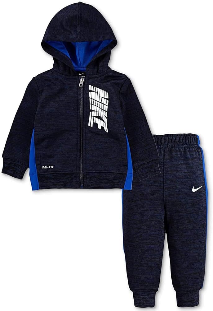 Nike Baby Boy's Heather Therma Zip-Up Hoodie and Pants Two-Piece Set (Toddler) Midnight Navy Heather 2T Toddler