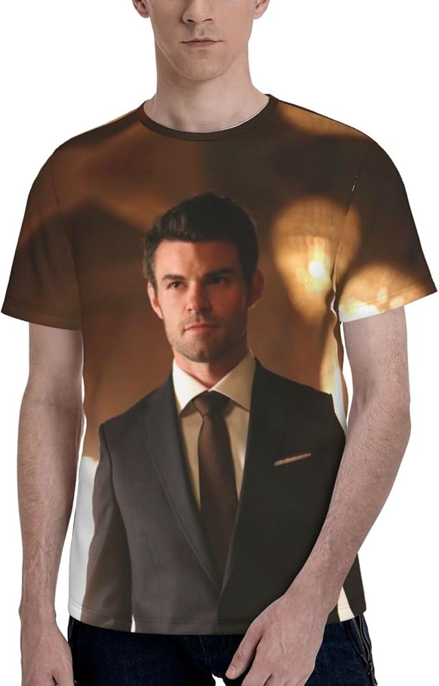 Daniel Gillies T Shirt Men's Summer Comfortable Fit Soft Short Sleeve Round Neck Basic Tee Tops