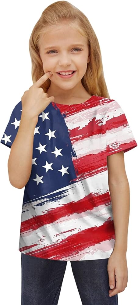 Independence Day for Children Toddler 4 of July 3D Graphic Printed Tees Boys Girls Novelty Short Tween