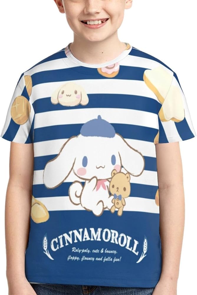 Cinnamoroll Unisex 3D T-Shirts for Boys Girls Graphic Tees Casual Short Sleeve Top Shirts Small