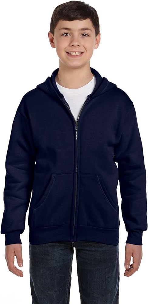 Hanes Big Boys' Comfortblend EcoSmart Full-Zip Hoodie _Navy_S