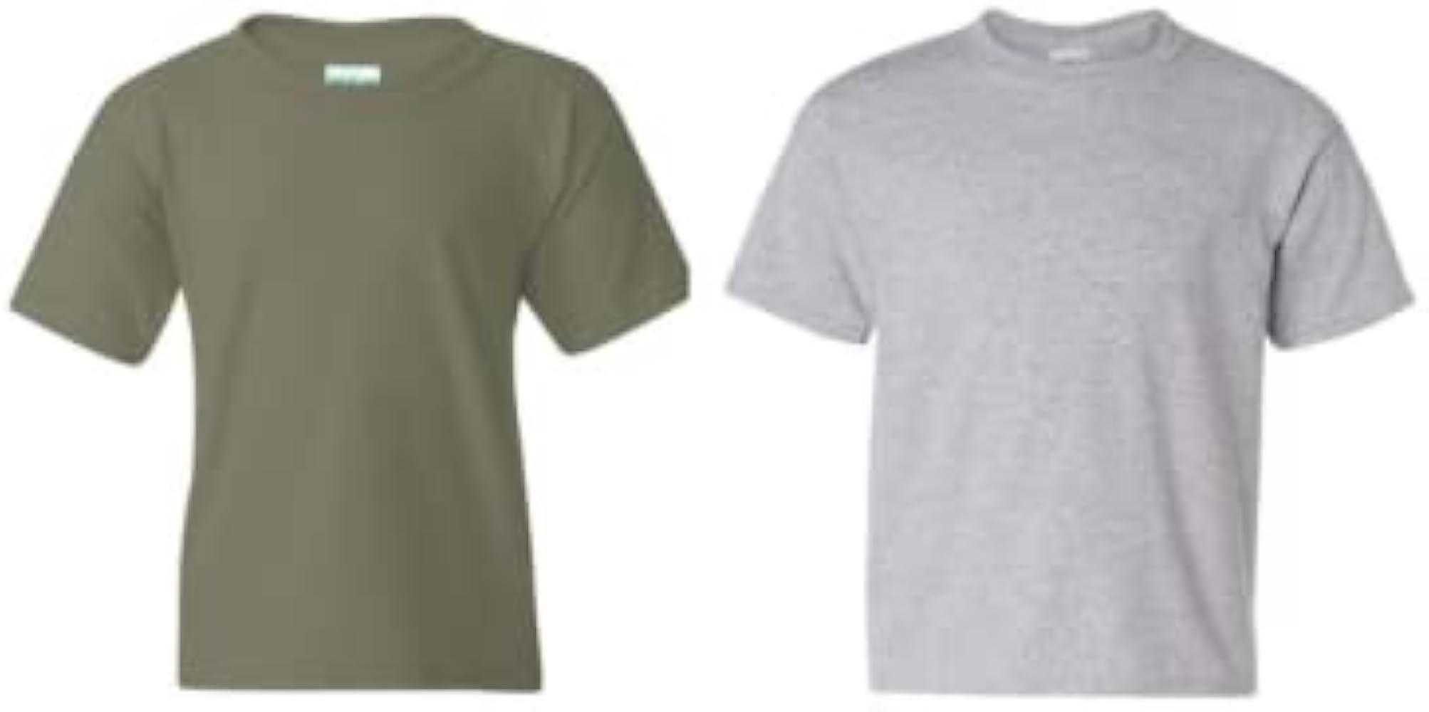 Gildan Unisex Child Youth Heavy Cotton 2-pack Fashion-t-shirts, Militarygreen/Sportsgrey, Small US