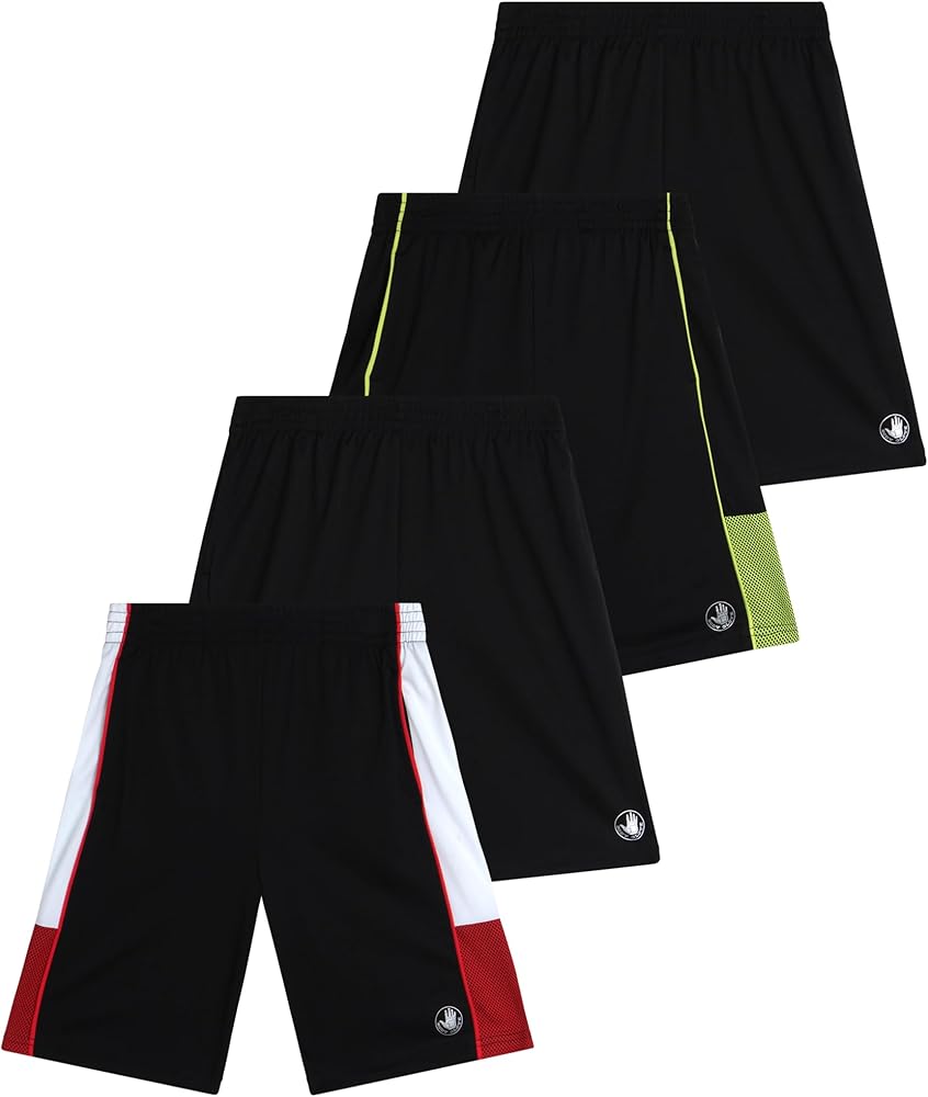 Body Glove Boys' Active Shorts - 4 Pack Athletic Performance Basketball Shorts with Pockets - Gym Shorts for Boys (8-20)