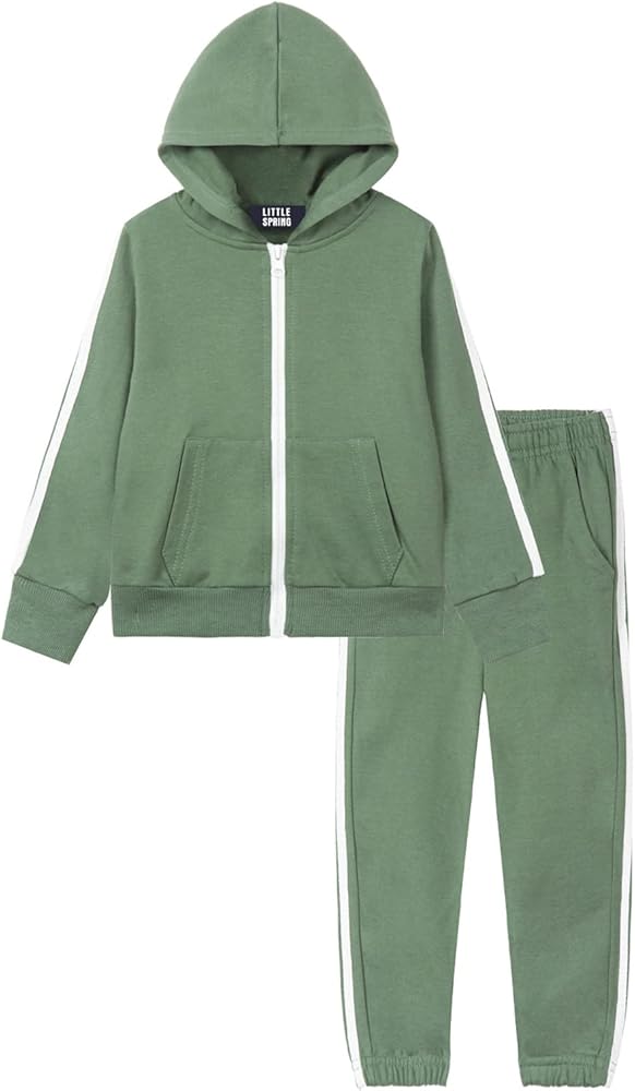 LittleSpring Little Boys Tracksuit Zip Up Athletic Hoodie and Jogger Pants 2-Piece Set