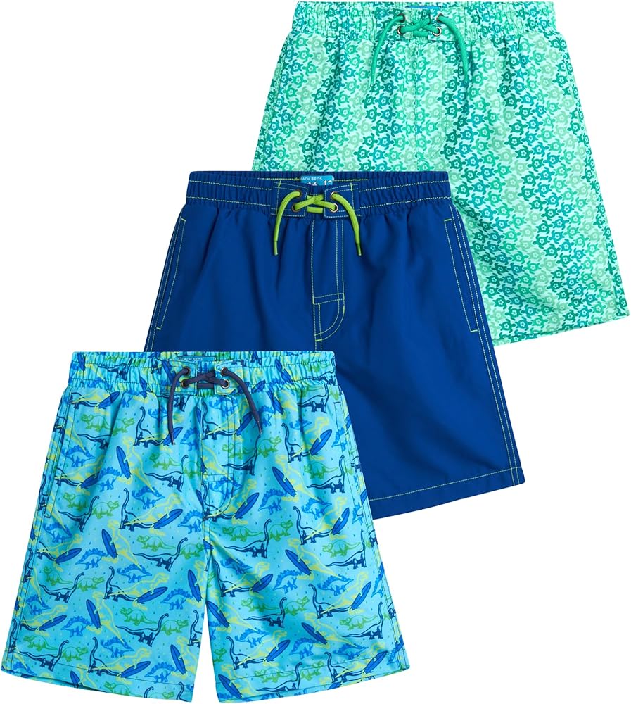 Boys' Swim Trunks - 3 Pack UPF 50+ Quick Dry Board Shorts Bathing Suit -Swimwear for Boys (Size: 5-16)