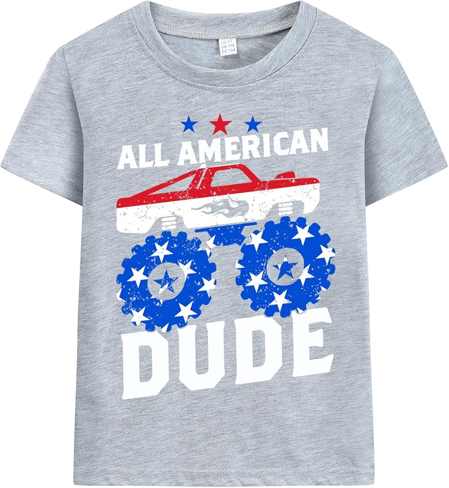 DDSOL Boys 4th of July Shirts American Flag T-Shirts Kids Patriotic Independence Day Memorial Day Tops Tees 3-10 Years