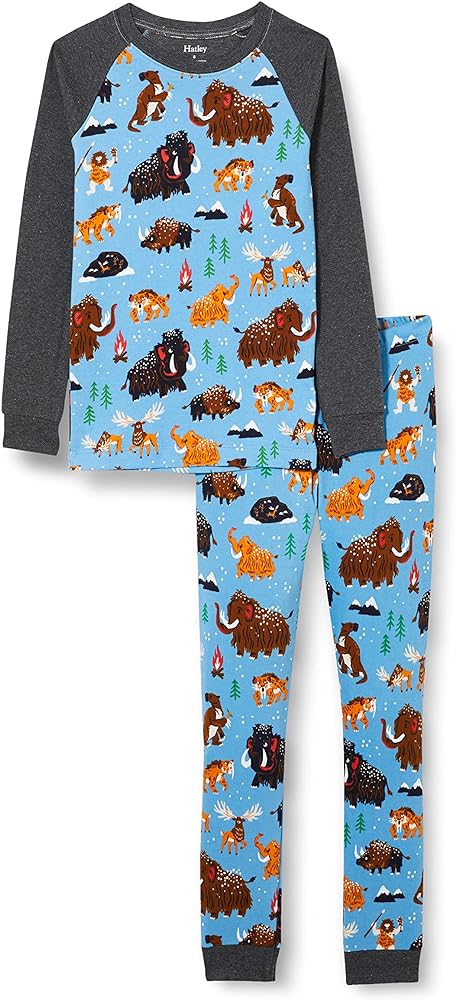 Hatley Boys' Organic Cotton Raglan Sleeve Printed Pajama Set