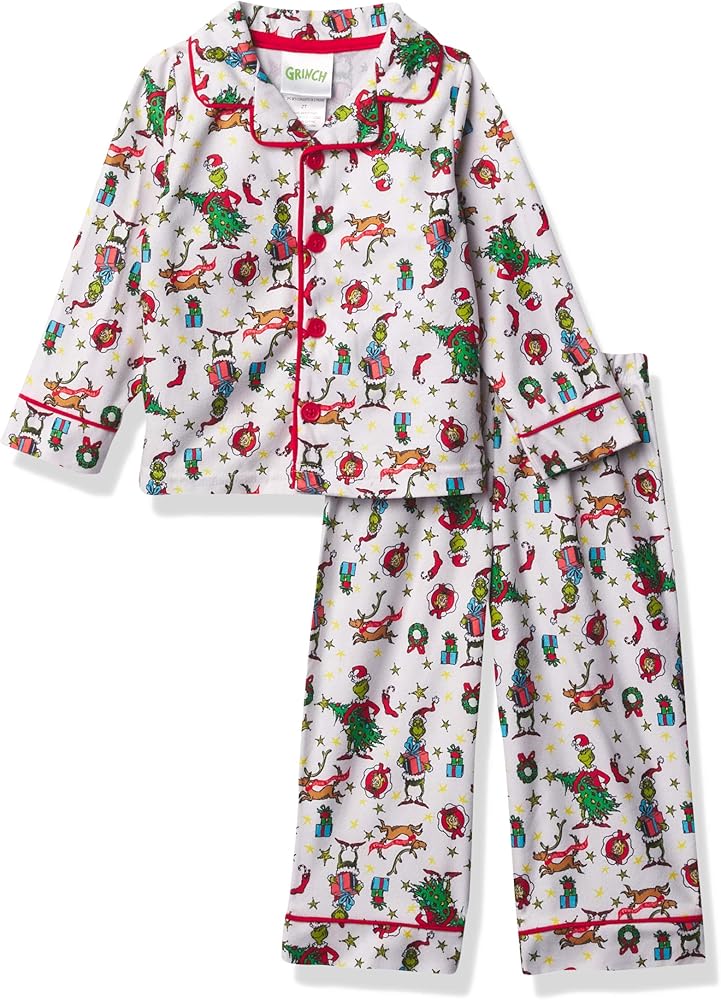 Dr. Seuss Boys' Grinch 2 Piece Pajama Coat Set