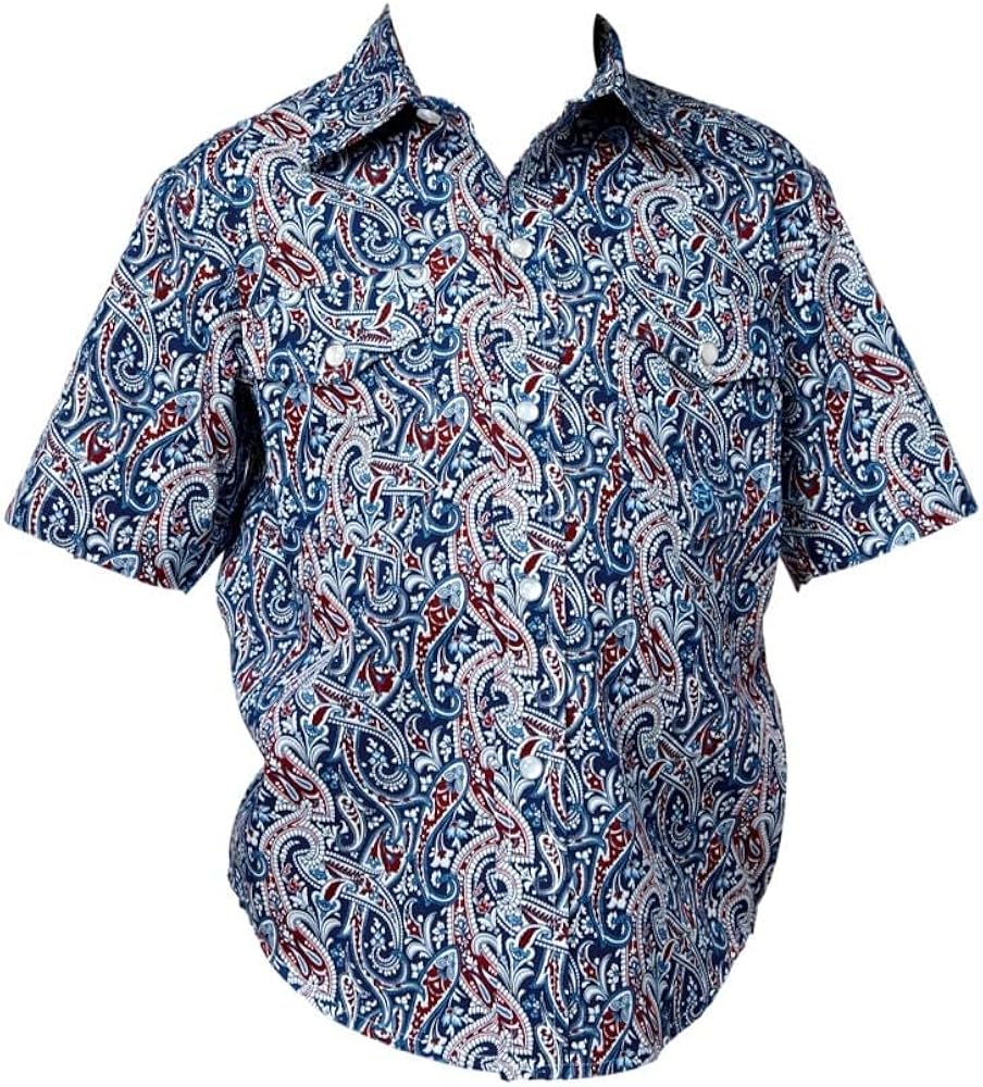 ROPER Western Shirt Boys S/S Paisley Snap Blue 03-031-0225-4035 BU