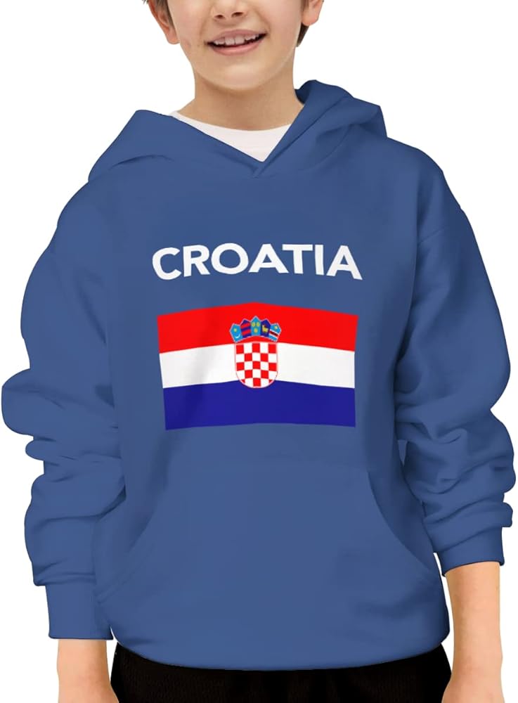 Unisex Youth Hooded Sweatshirt Croatia Croatian Flag Hrvatska Cute Kids Hoodies Pullover for Teens