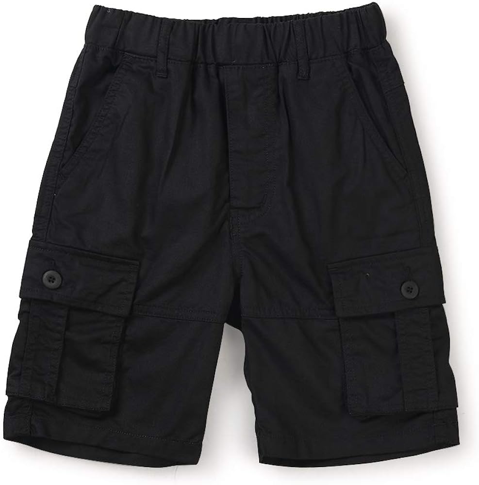 Phorecys Boys & Men's Cotton Pull on Cargo Shorts Solid Color Casual Summer Shorts 6-Pockets