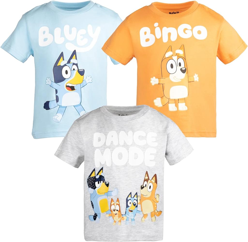 Bluey Bingo 3 Pack Graphic T-Shirts Toddler to Big Kid