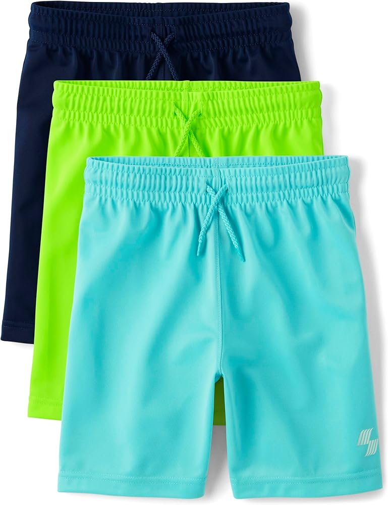 The Children's Place Boys' Athletic Basketball Shorts, Solid Color 3-Pack