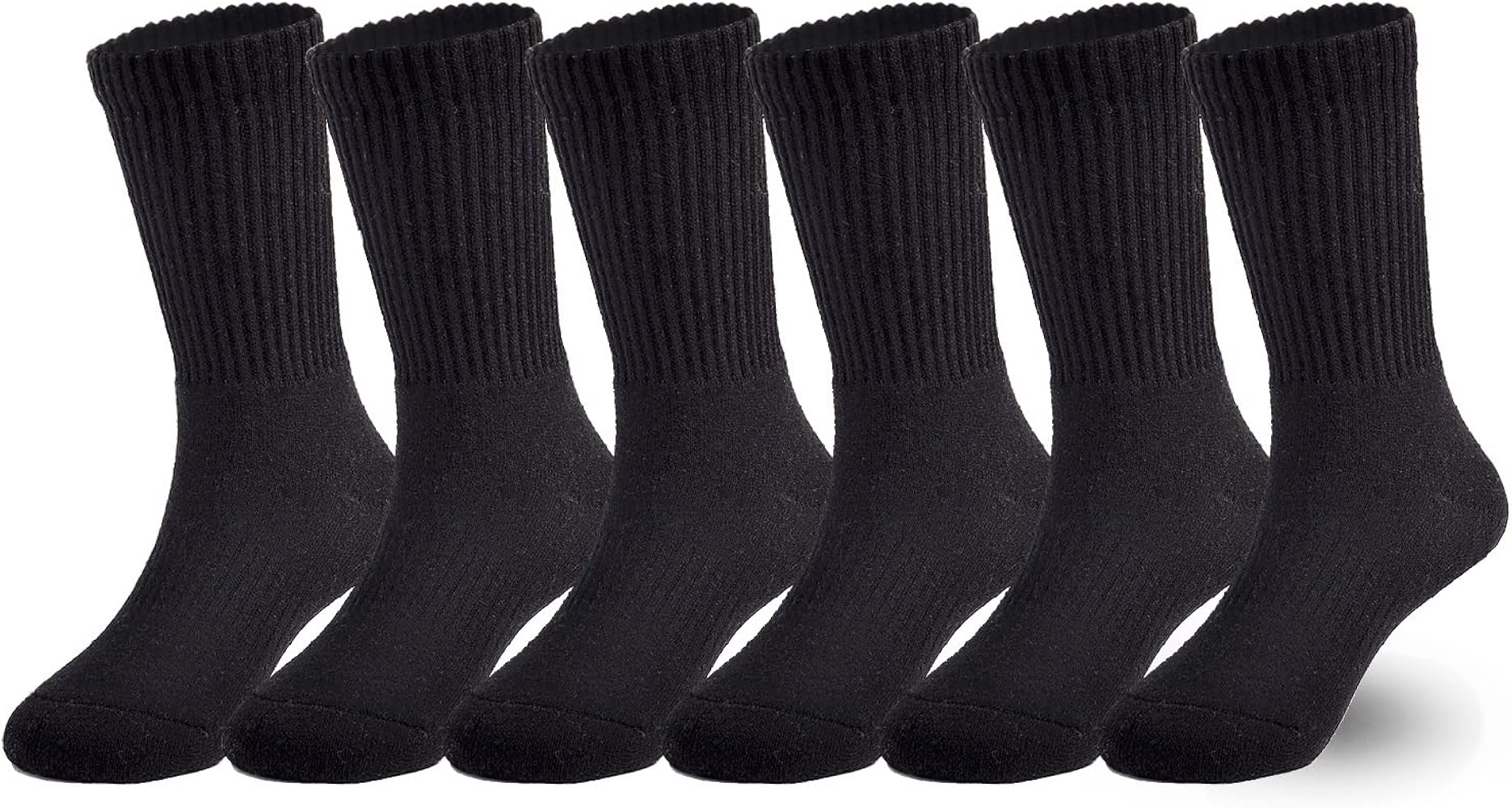 EPEIUS Kids Boys/Girls' Cushioned Crew Socks Thick Cotton Athletic Socks 6 Pack 4-14 Years