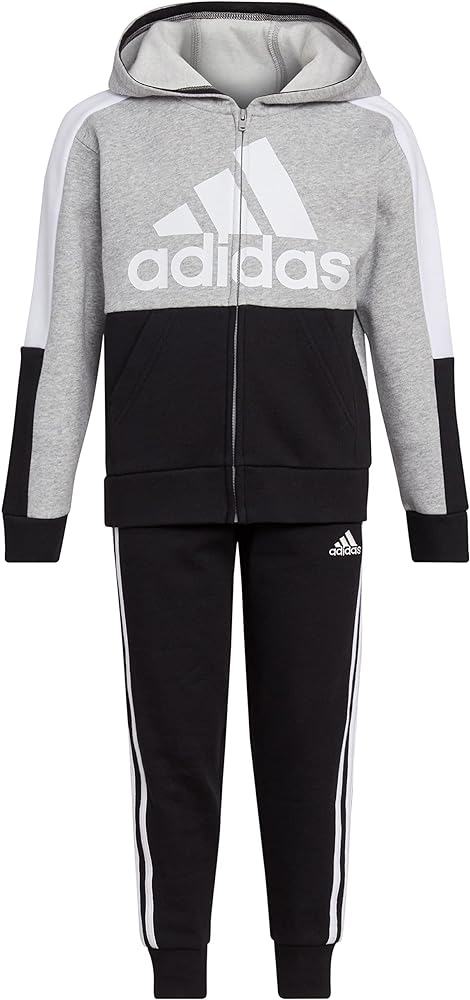 adidas boys 2 Piece Colorblock Fleece SetTrack Pants