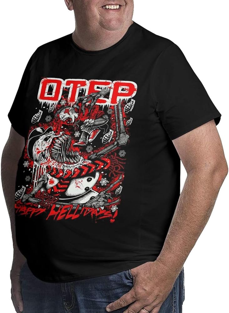 Big Size T Shirt Otep Mens Summer O-Neck T-Shirts Short Sleeve Tops Black