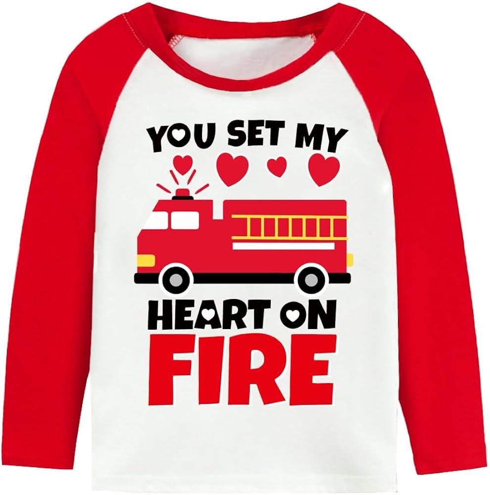 DDSOL Toddler Boys Girls Valentine's Day T-Shirt Unisex Raglan Long Sleeve Tees Loads of Love Heart Kids Boys Tops 2-8 Years