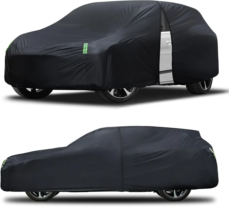 SUV Car Cover Waterproof All Weather for Automobiles, Size S3 Universal Fit for Toyota Highlander, Honda Pilot, Nissan Pathfinder, BMW X5/X6, Ford Explorer/Flex, Infiniti FX35 etc. (191-200 inch) v