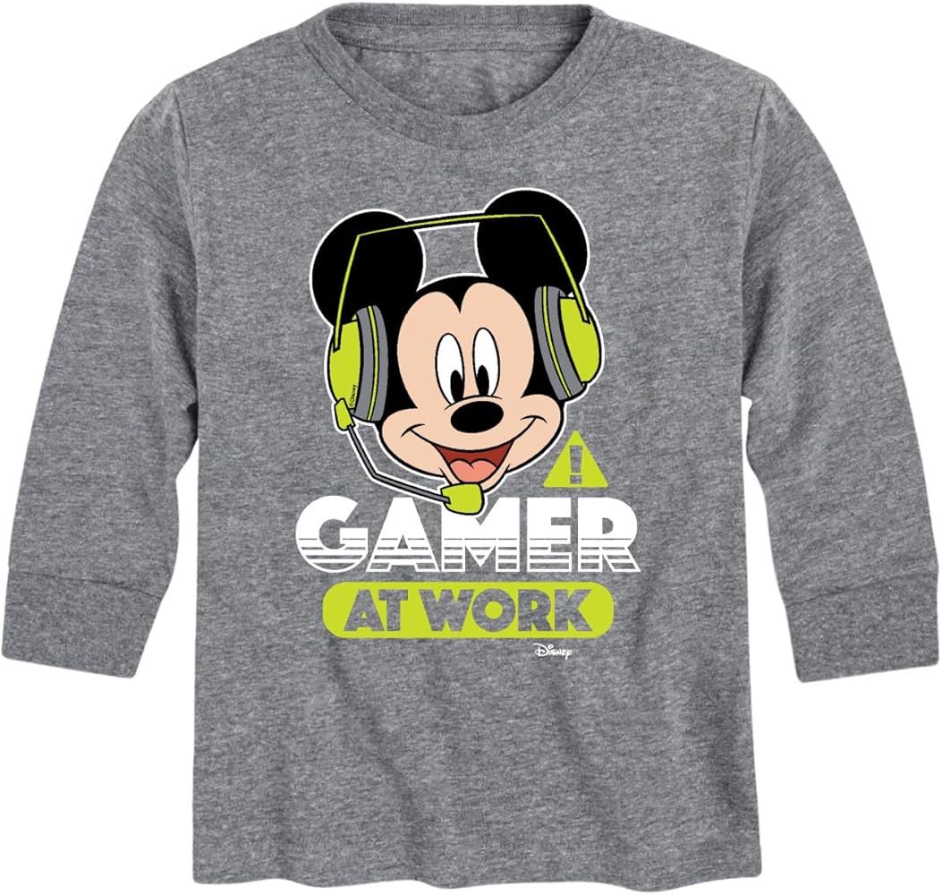 Disney Mickey & Friends - Gamer at Work - Toddler and Youth Long Sleeve Graphic T-Shirt