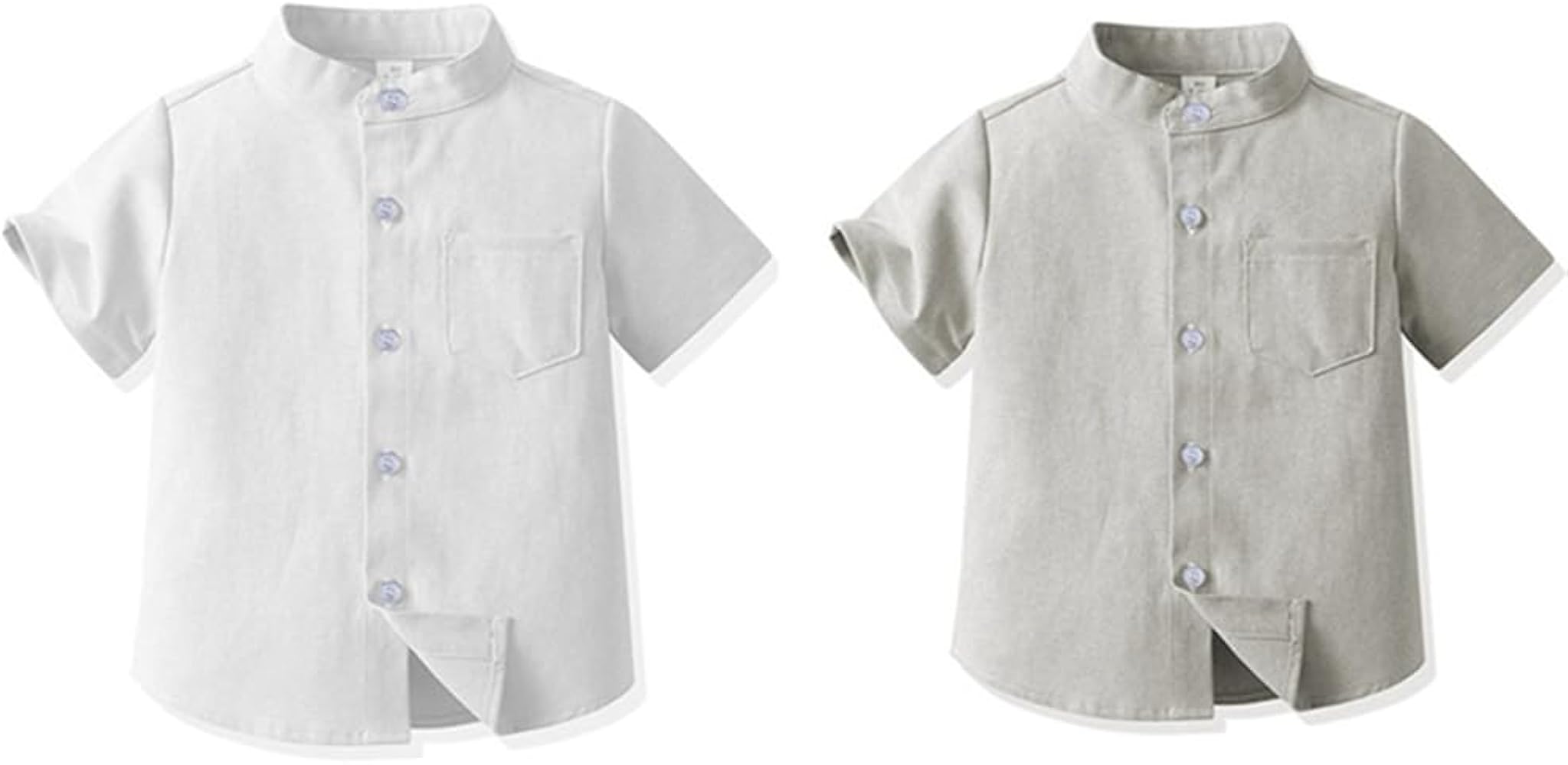 Hotfiary Toddler Boys Short Sleeve Button Down Shirts Kids Cotton Tee Shirts Tops with Pocket 3M-8T Child 2Pcs Summer Outfits