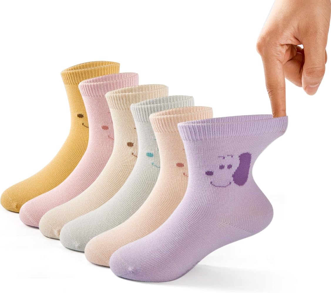 HowJoJo Boys Cotton Crew Socks Kids Seamless Toe Socks Colorful Athletic Quarter Socks