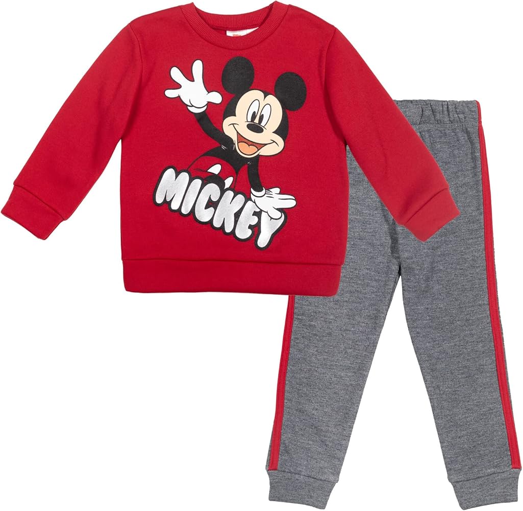 Disney Mickey Mouse Fleece Pullover Sweatshirt and Pants Outfit Set Infant to Big Kid Sizes (12 Months - 14-16)