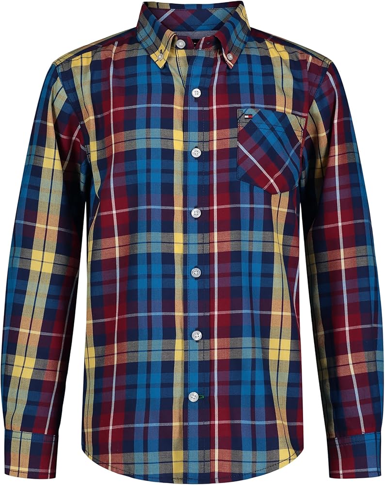 Tommy Hilfiger boys Long Sleeve Woven Button-Down Shirt